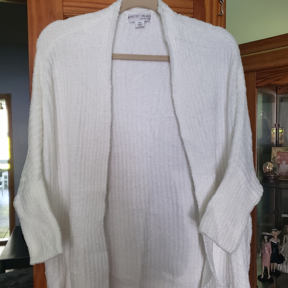 Barefoot Dreams White Cozy Open-Front Cardigan Shrug